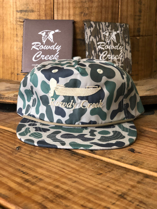 Green Camo Boat Logo Tan Rope Hat