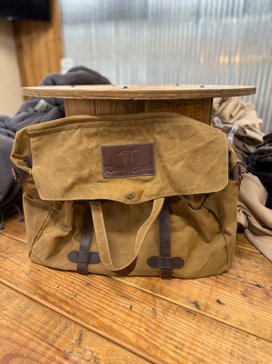 Brown waxed canvas duffle