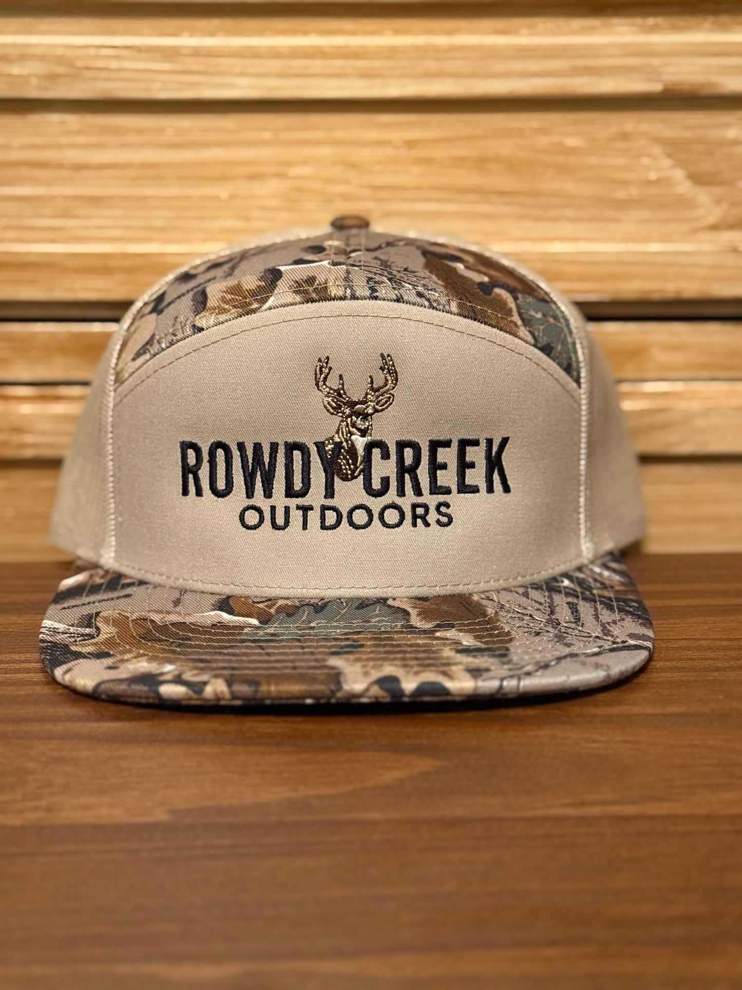 5 panel Tan and Realtree deer hat