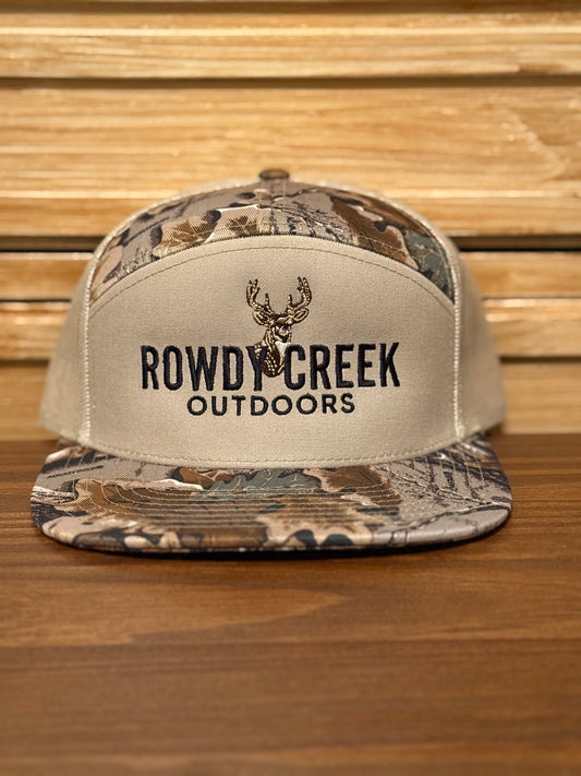 5 panel Tan and Realtree deer hat
