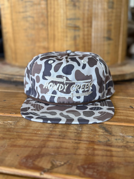 Brown old school double boat rope hat