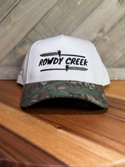 Tan/Green leaf double boat hat