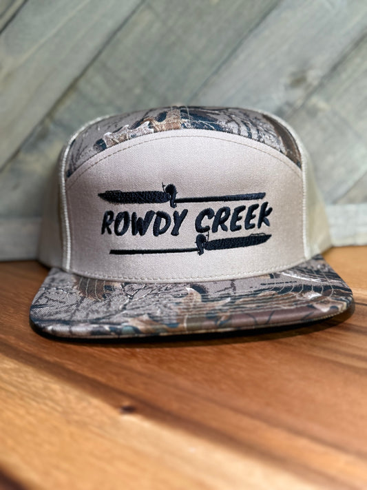 5 panel realtree and tan double boat hat